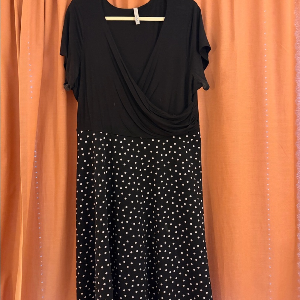 Black Polka Dot Women’s Wrap-Style Dress